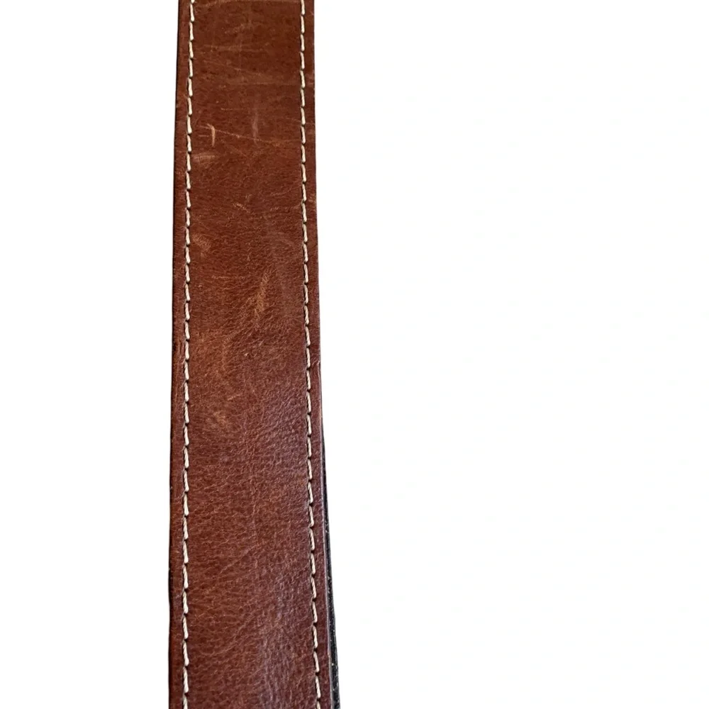 Men’s Banana Republic Brown Worn Broken-In Leather Bronze Buckle Belt
